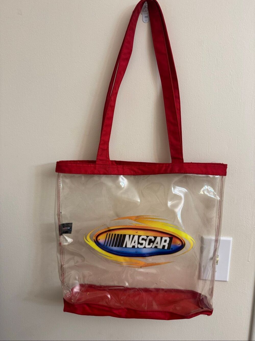 NASCAR Clear Stadium Tote Bag with Red Handles & Bottom